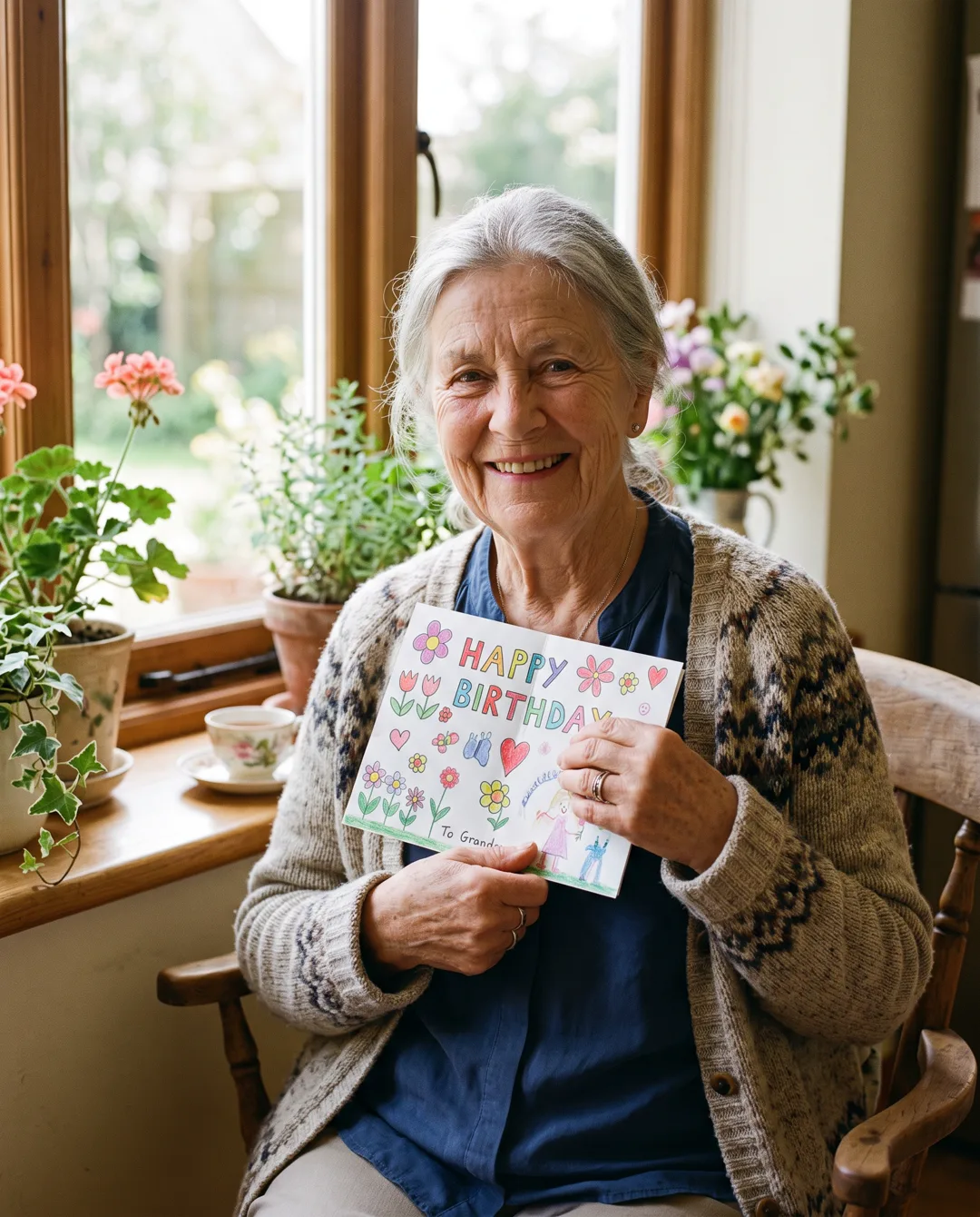 Grandma with a handmade card