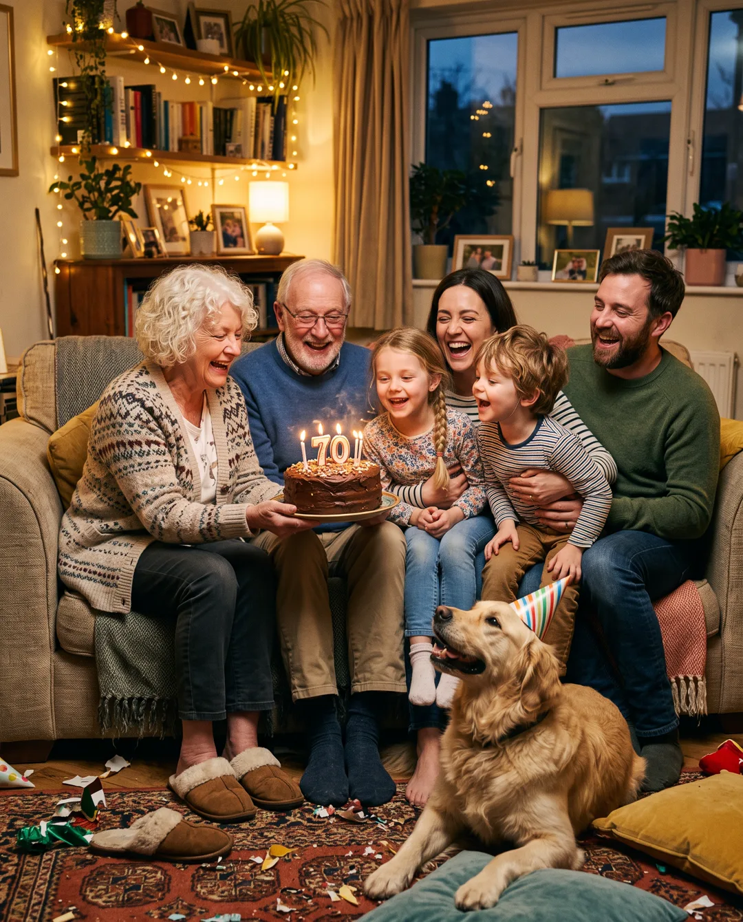 Three generations on one sofa