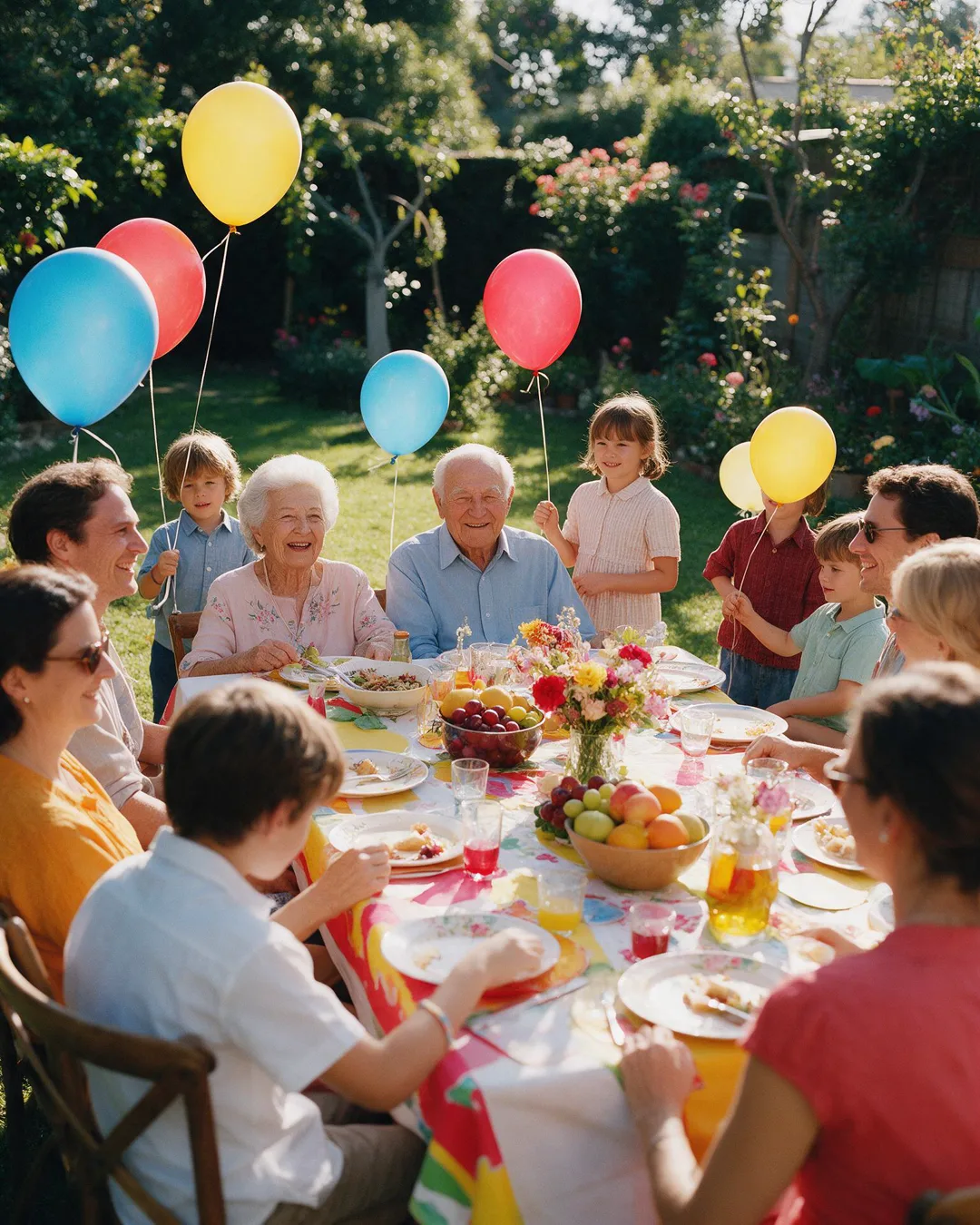 A family dinner in the garden